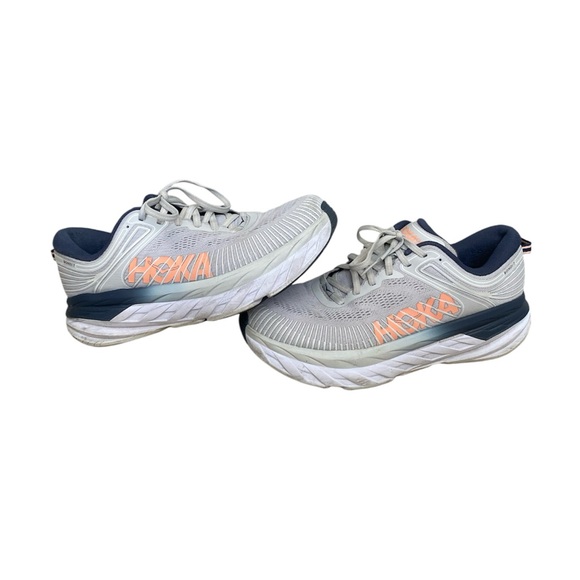 Hoka Shoes - Hoka Bondi 7 Running Shoes - Women’s 9.5 Wide - Gray and Blue